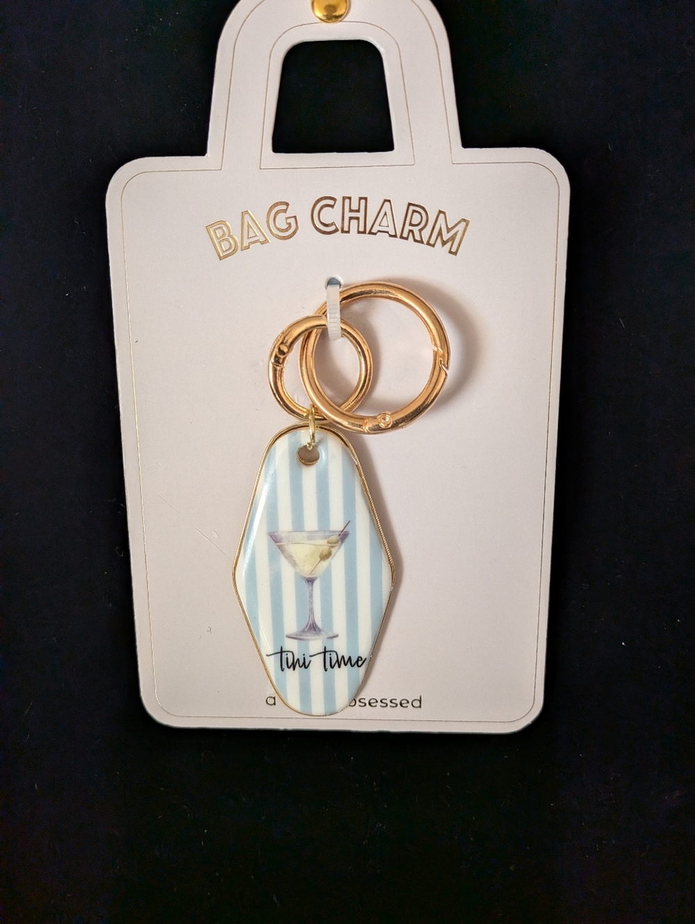 NWT A Little Obsessed "Tini Time" Motel Bag Charm - Martini Keychain
